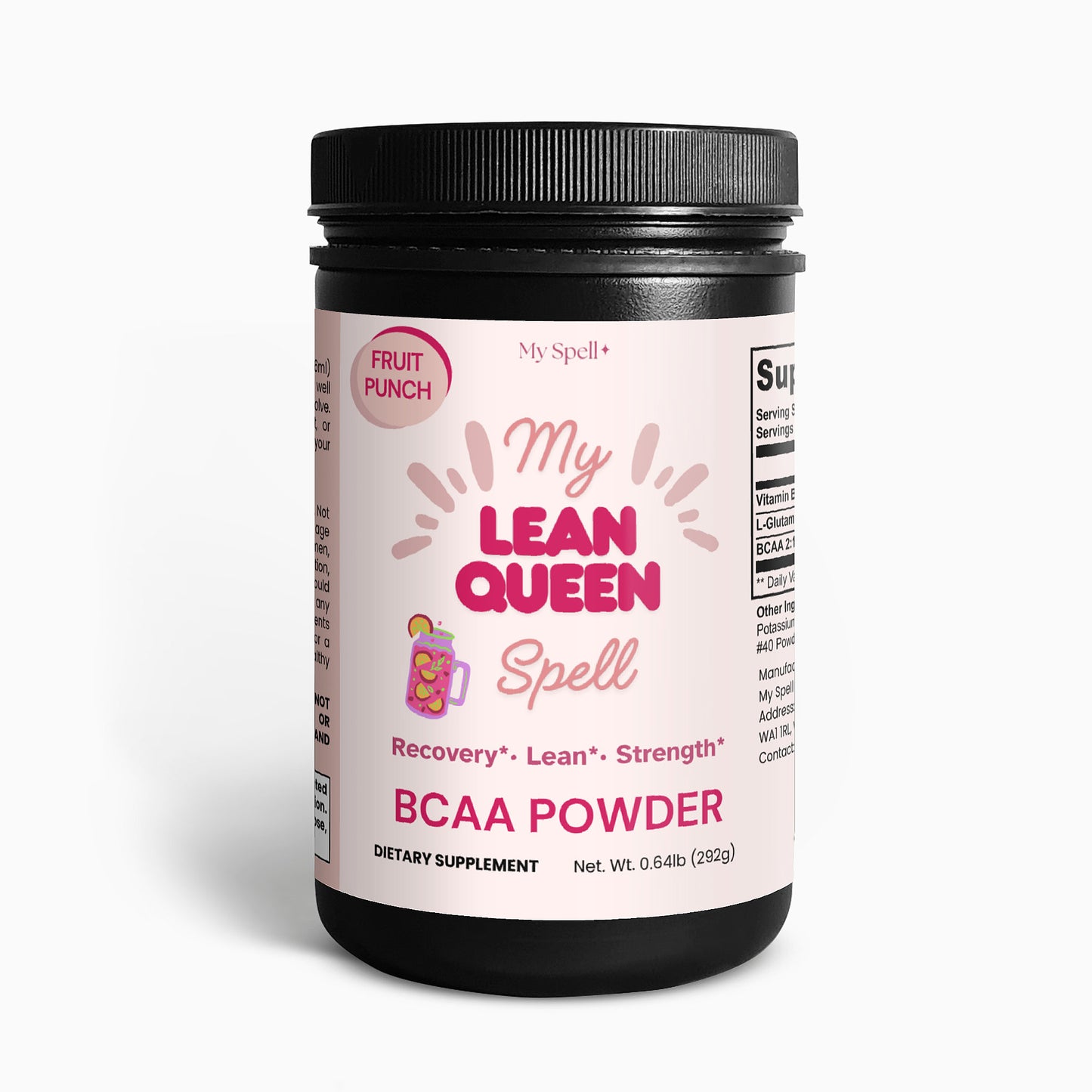 My Spell BCAA Powder Fruit Punch Flavor – gluten free, hormone free BCAA Post Workout supplement for women’s muscle recovery and workout energy