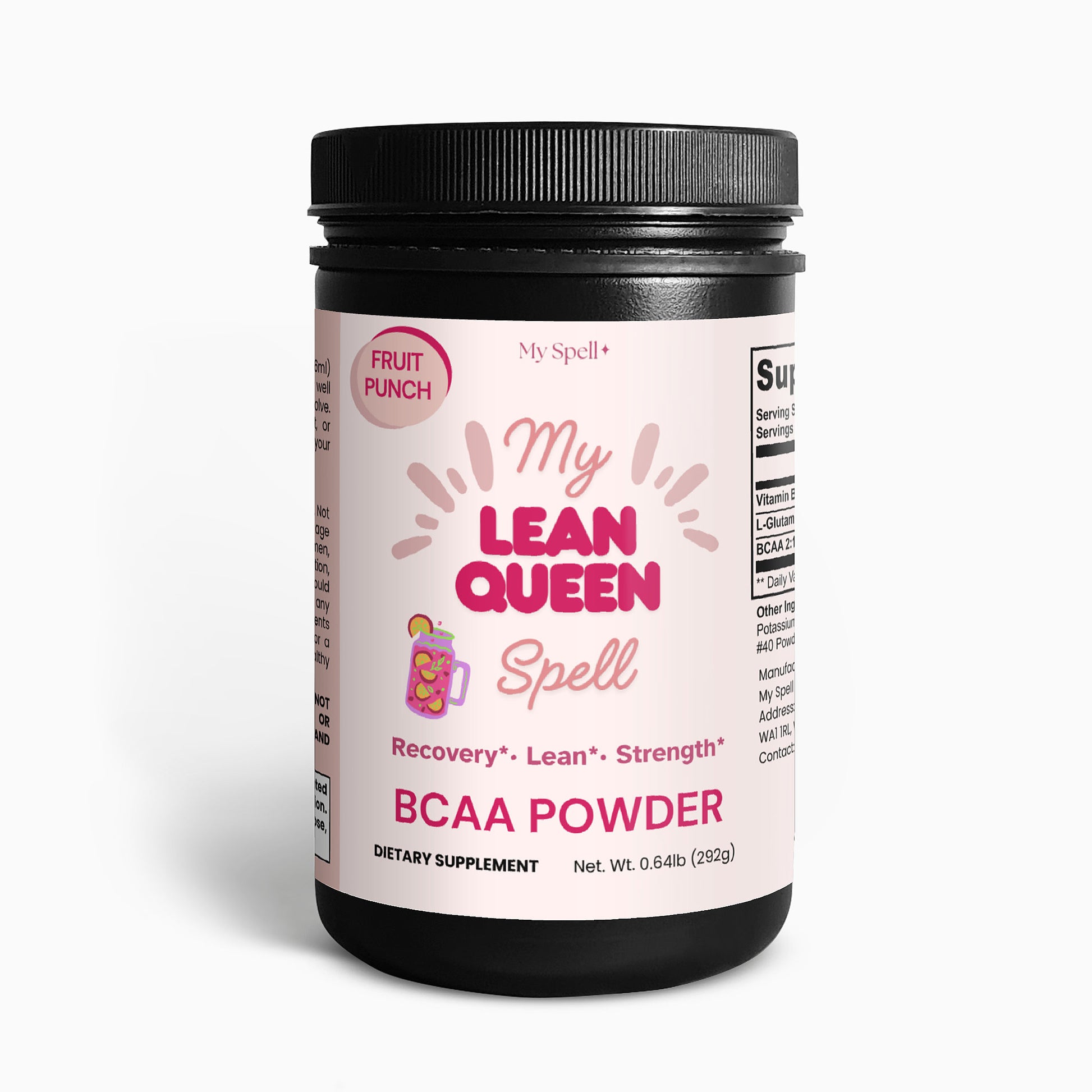 My Spell BCAA Powder Fruit Punch Flavor – gluten free, hormone free BCAA Post Workout supplement for women’s muscle recovery and workout energy