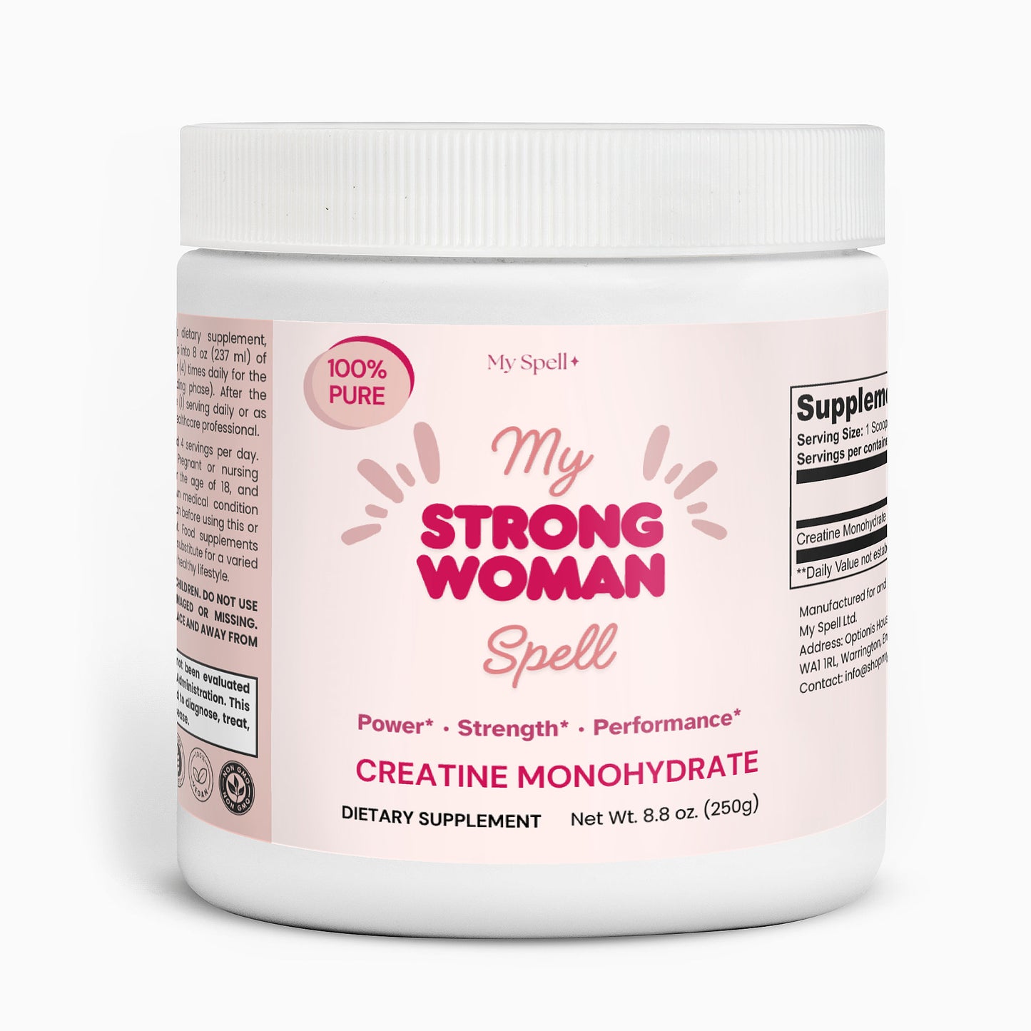 My Spell Creatine Monohydrate – vegan, gluten free creatine powder to support muscle strength, performance, and recovery for women