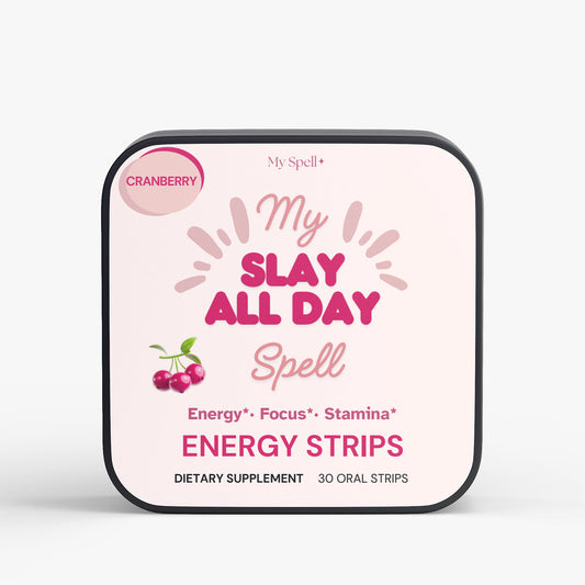 My Spell Cranberry Energy Strips, Gluten-Free, Vegan, Non-GMO Oral Strips for Sustained Energy, Focus, and Mental Clarity for Women