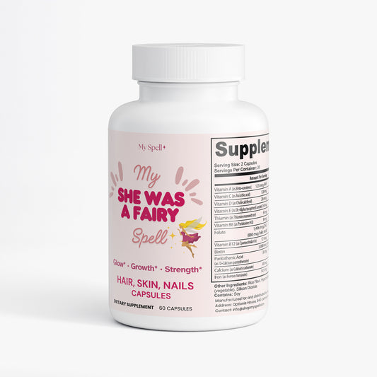 Hair, Skin & Nails Capsules by My Spell - Biotin and Collagen Supplement for Women, Gluten-Free, Hormone-Free, Supports Healthy Hair, Skin, and Nails