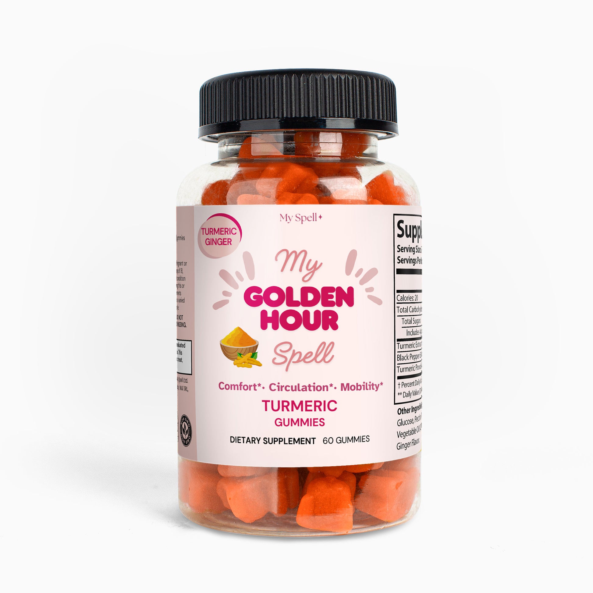 My Spell turmeric and ginger gummies, My Golden Hour Spell for women supporting healthy joints, bones, and skin